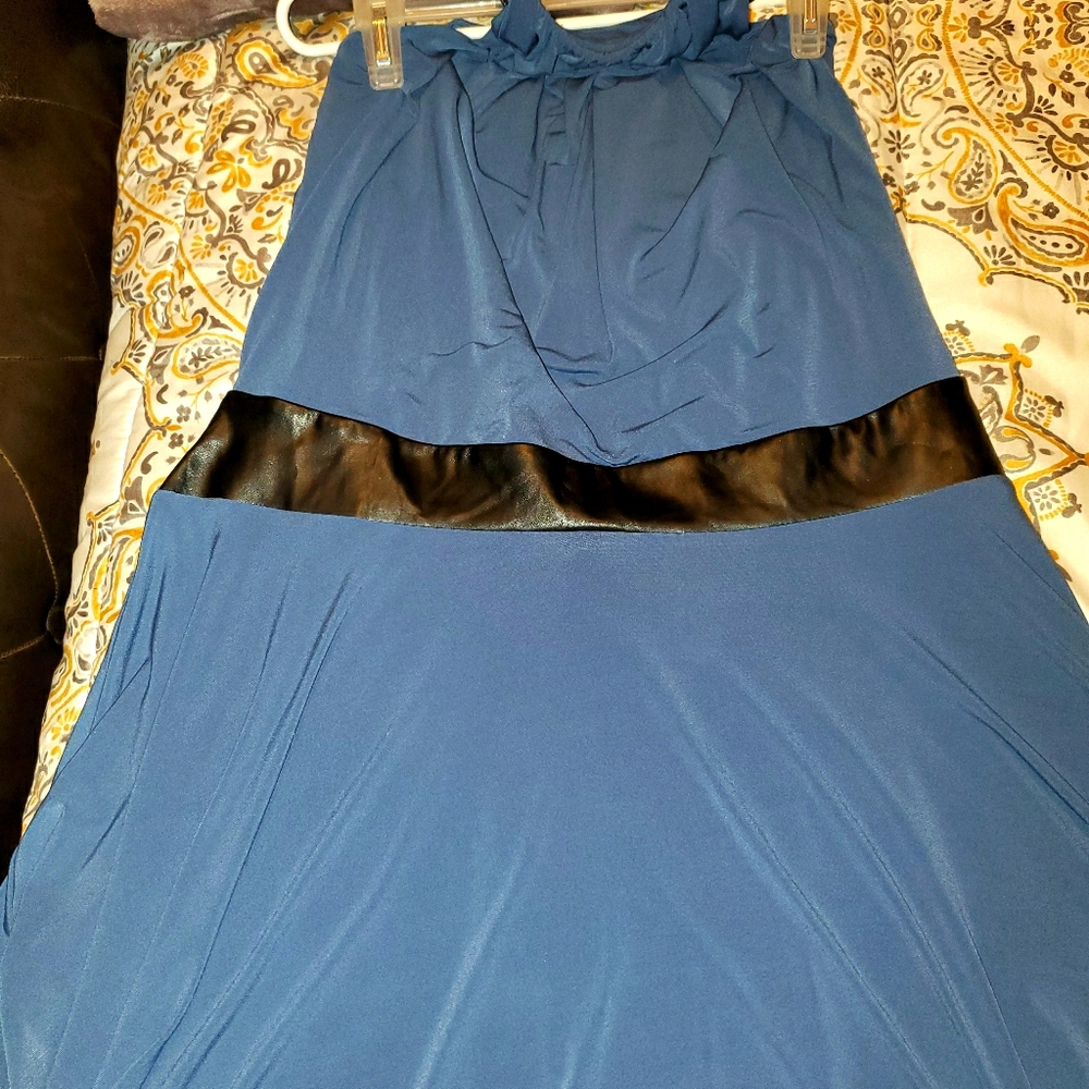 Blue Halter skater dress